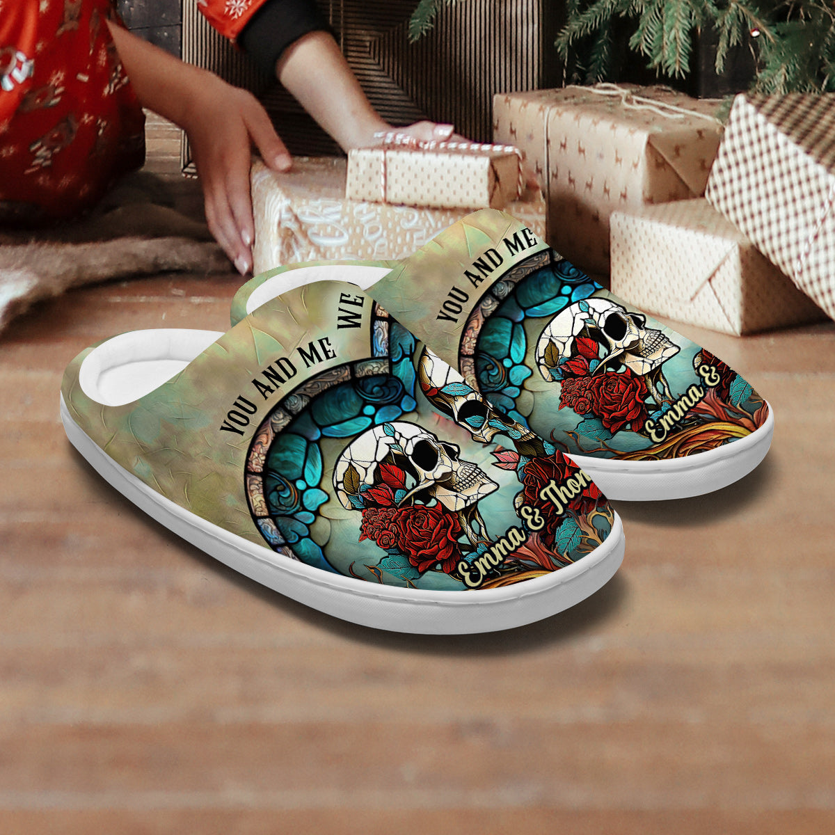 You & Me We Got This - Personalized Skull Slippers