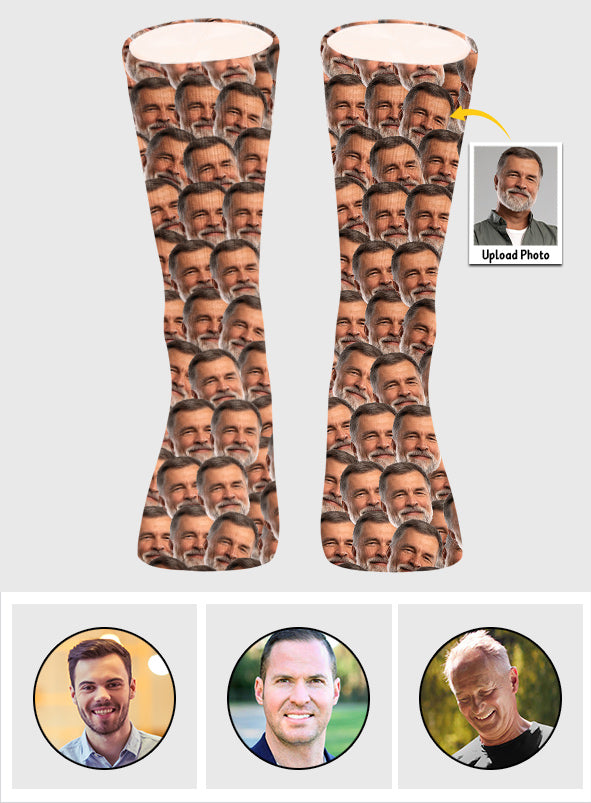 Customizable Printed Face - Personalized Step Dad Socks