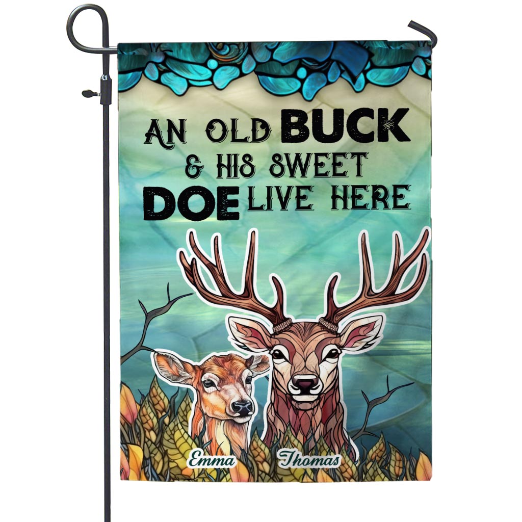 Vivez ici - Drapeau de jardin de chasse personnalisé