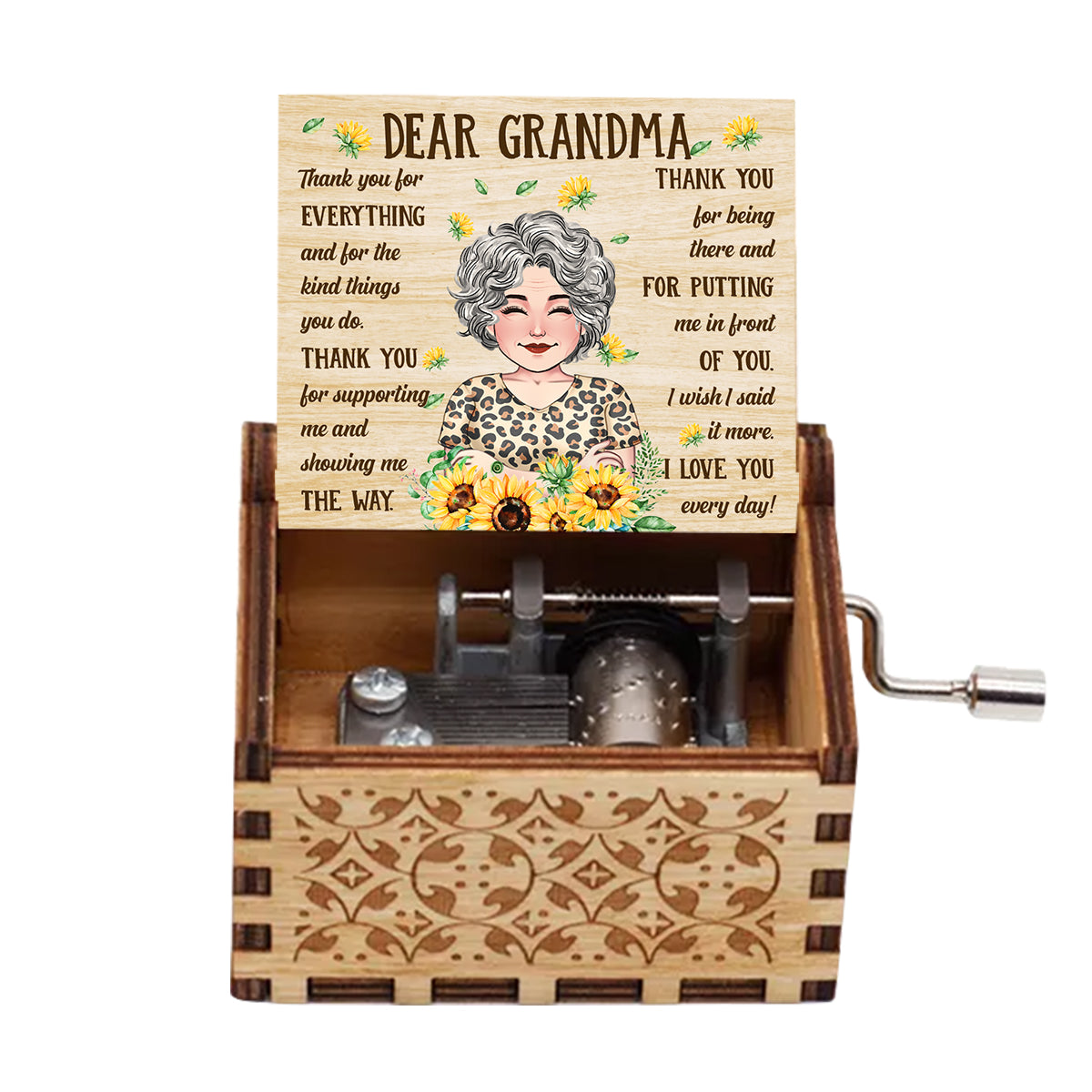 Dear Mom Thank You - Gift for mom, grandma - Personalized Hand Crank Music Box