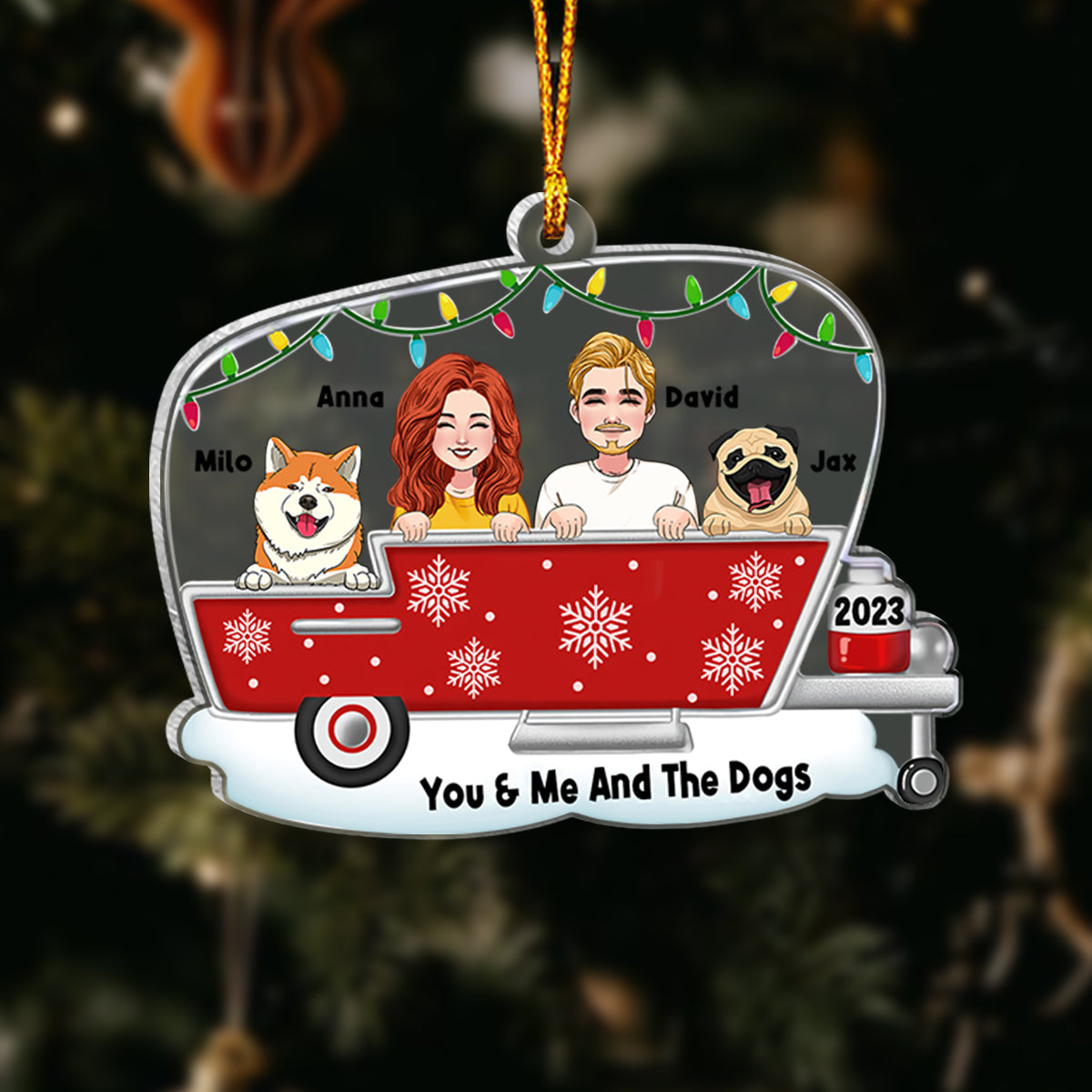 You & Me And The Dogs - Personalized Camping Transparent Ornament