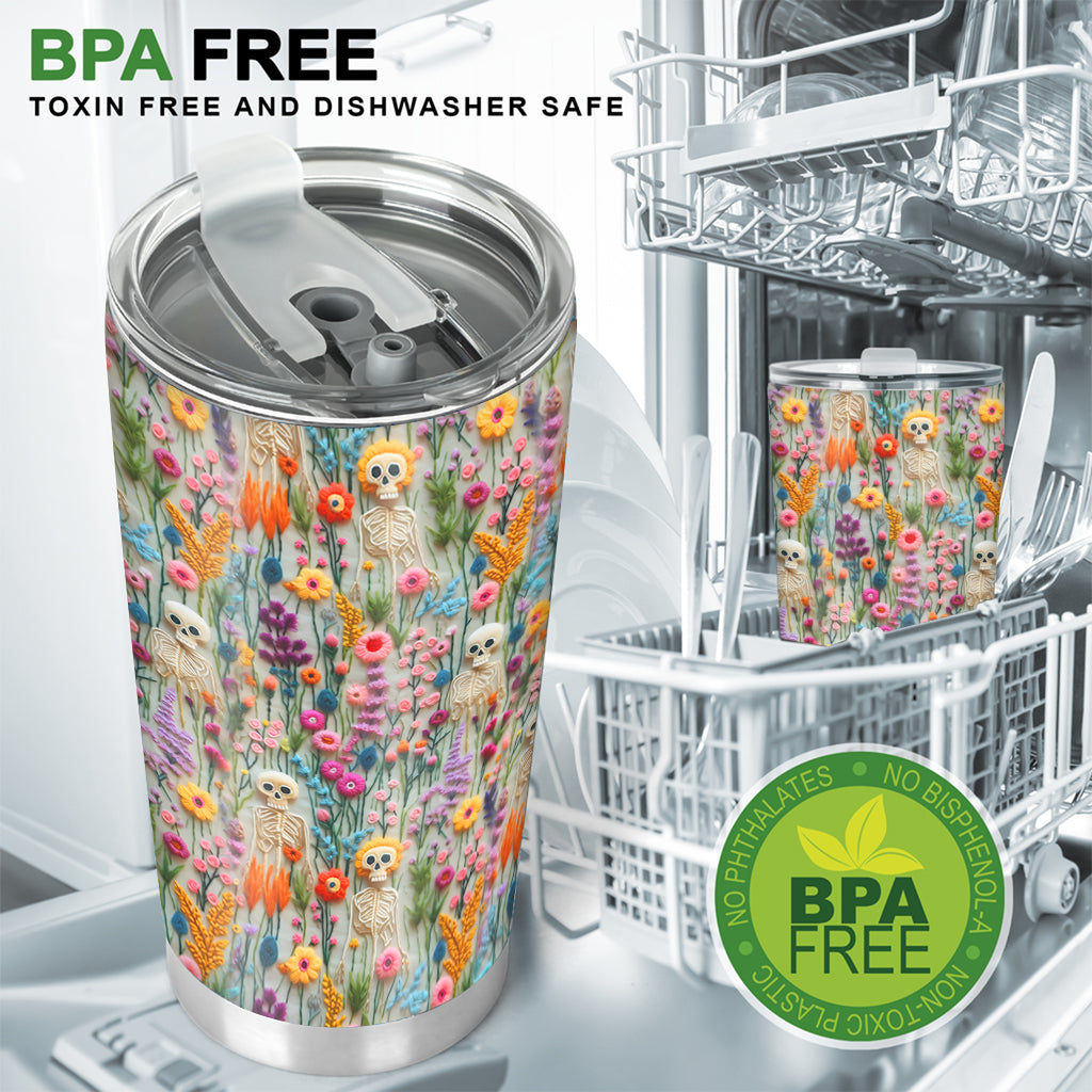 Floral Skeleton - Personalized Skull Tumbler