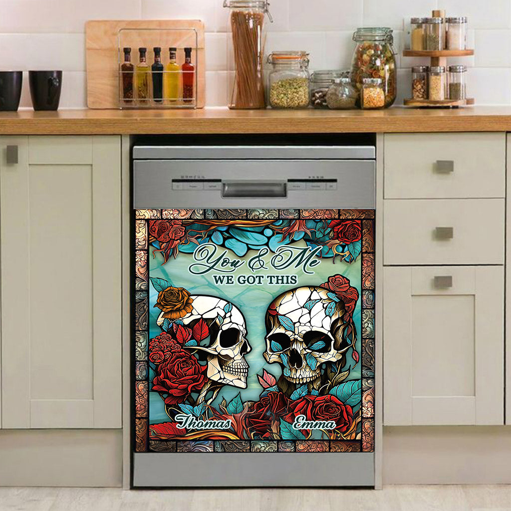 Skull Couple - Skull gift for husband, wife, boyfriend, girlfriend - Personalized Dishwasher Cover