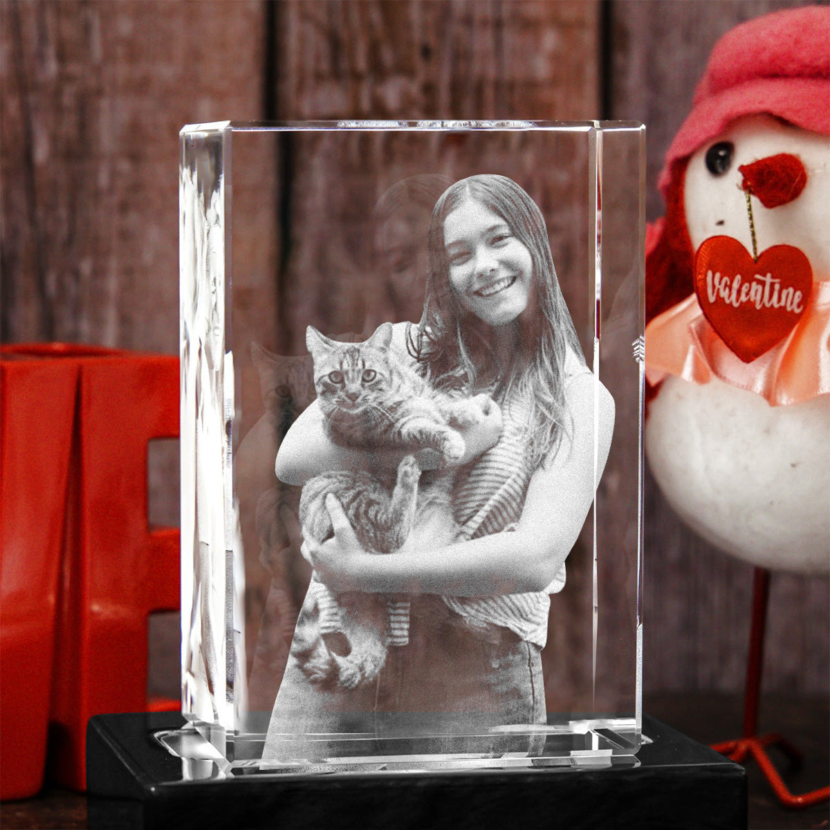 Custom Photo - Personalized Cat Laser Engraving 3D Cuboid Shaped Crystal Lamp