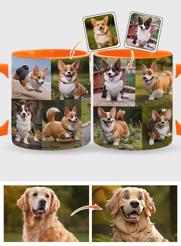 Cartoonize Pet Photos Collage - Gift for dog lovers, cat lover - Personalized Accent Mug