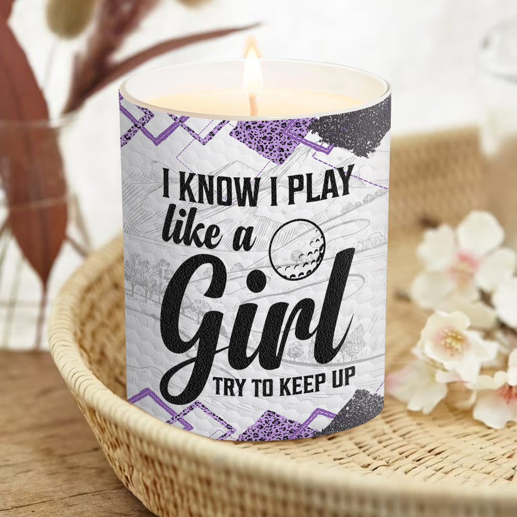 Golf Instruction - Golf gift for her, girlfriend, wife, daughter - Personalized Candle With Wooden Lid