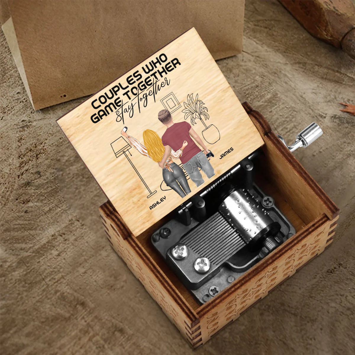 Couples Who Game Together Stay Together - Personalized Video Game Hand Crank Music Box