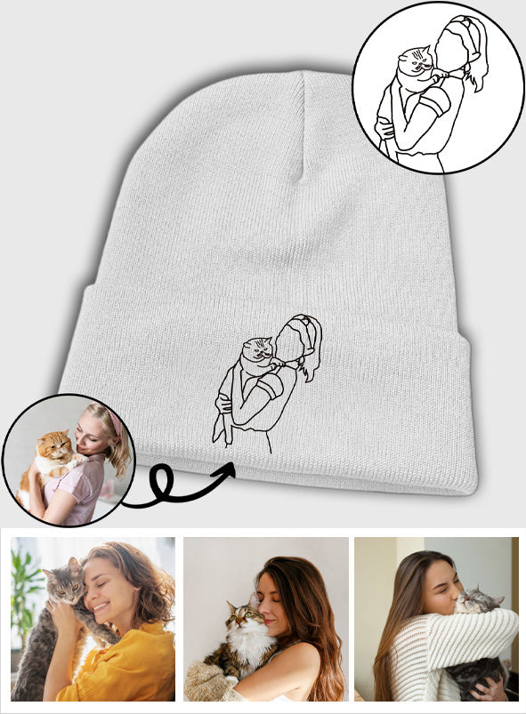 Bonnet brodé personnalisé avec photo - Chat