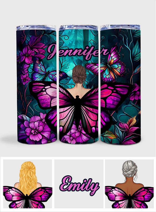 Butterfly Girl - Butterfly gift for her - Personalized Skinny Tumbler