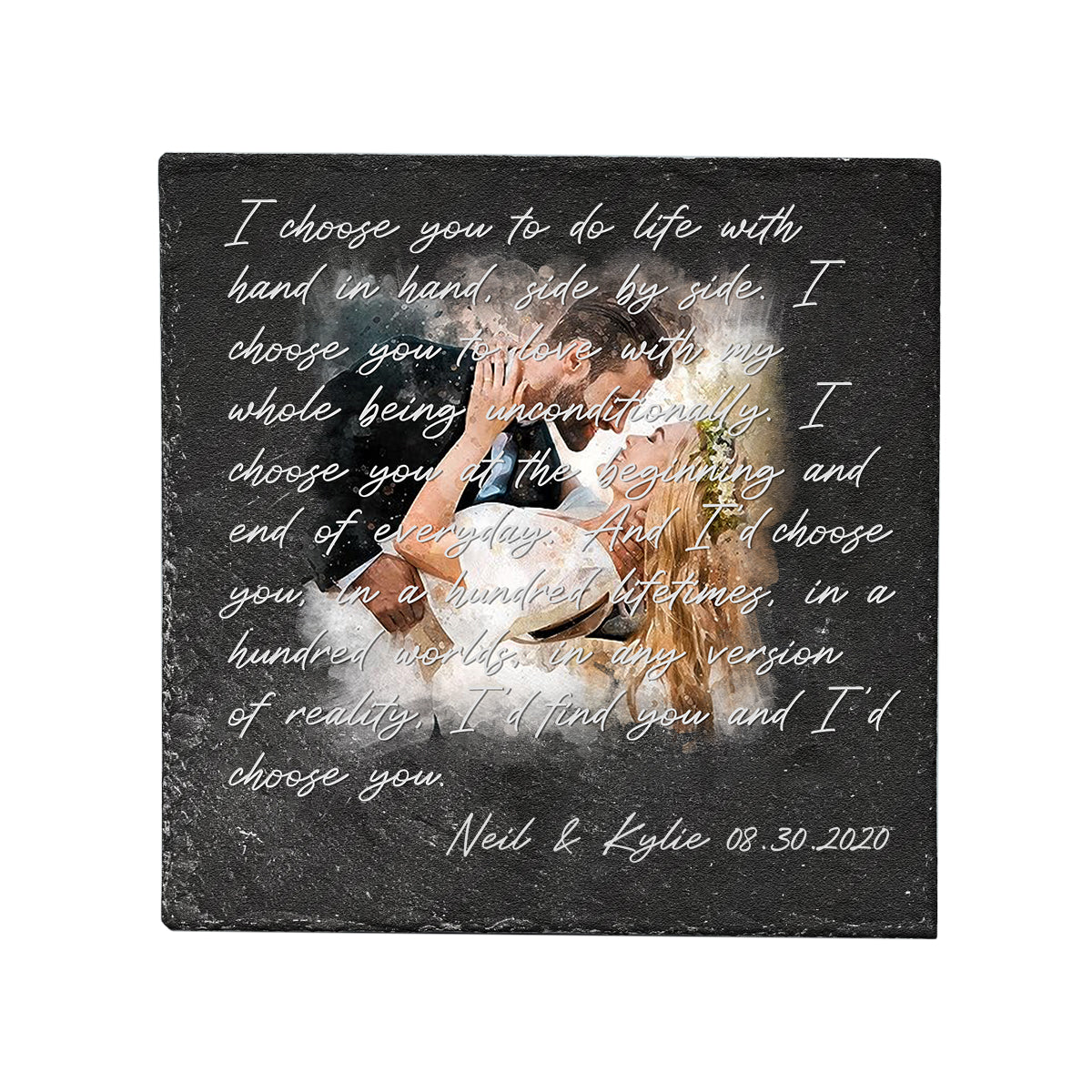 I Choose You - Personalized Husband And Wife Square Shaped Stone