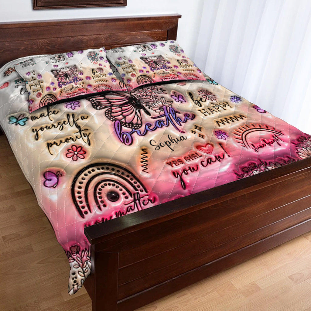 Positive Affirmations Butterfly - Personalized Butterfly Quilt Set