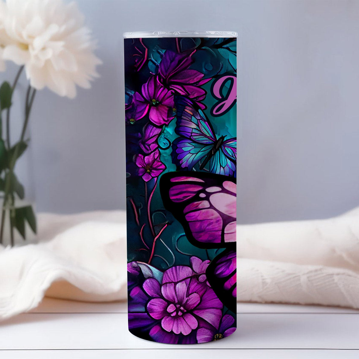 Butterfly Girl - Butterfly gift for her - Personalized Skinny Tumbler
