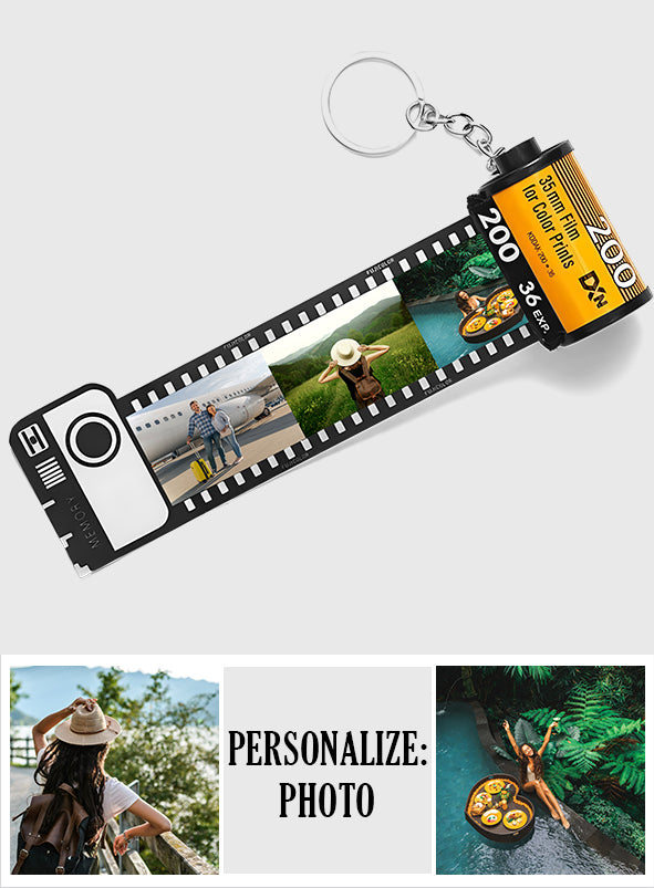 Just A Girl Who Loves Traveling - Personalized Travelling Film Roll Keychain