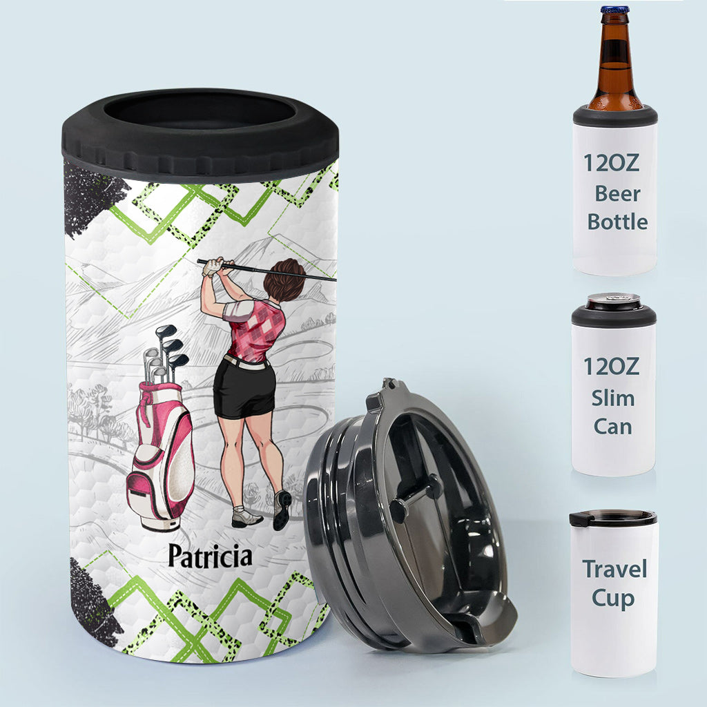 Golf Instruction - Golf gift for her, girlfriend, wife, daughter - Personalized Can Cooler