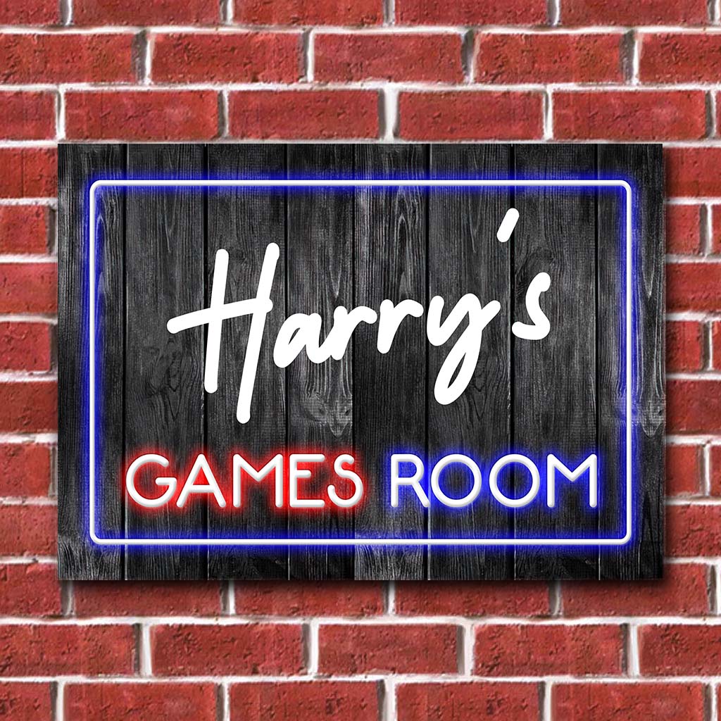 Game Room - Personalized Video Game Rectangle Metal Sign