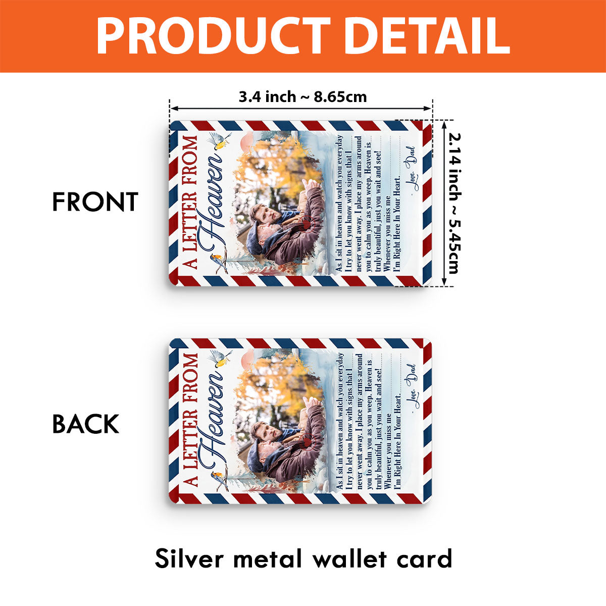 A Letter Form Heaven - Memorial gift for loss of - Personalized Wallet Insert Card