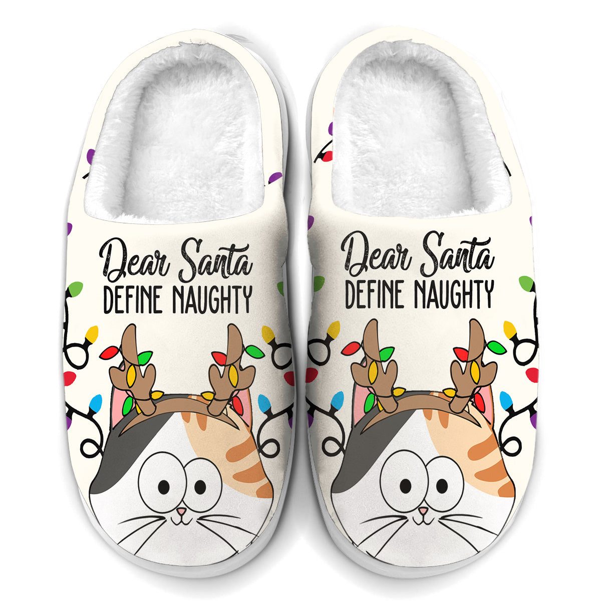 Dear Santa Define Naughty - Personalized Cat Slippers