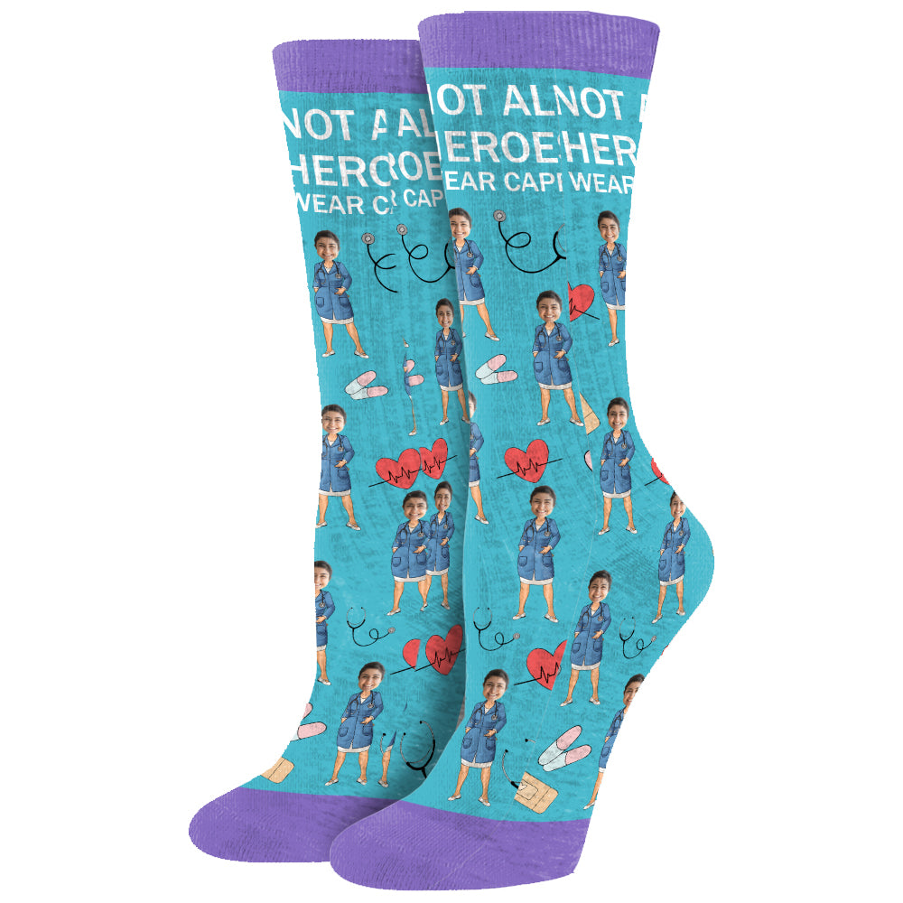 Not All Hero Wear Capes - Personalized Nurse Socks
