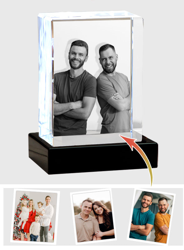 Lampe en cristal 3D cubique gravée au laser avec photo personnalisée pour votre petit-fils
