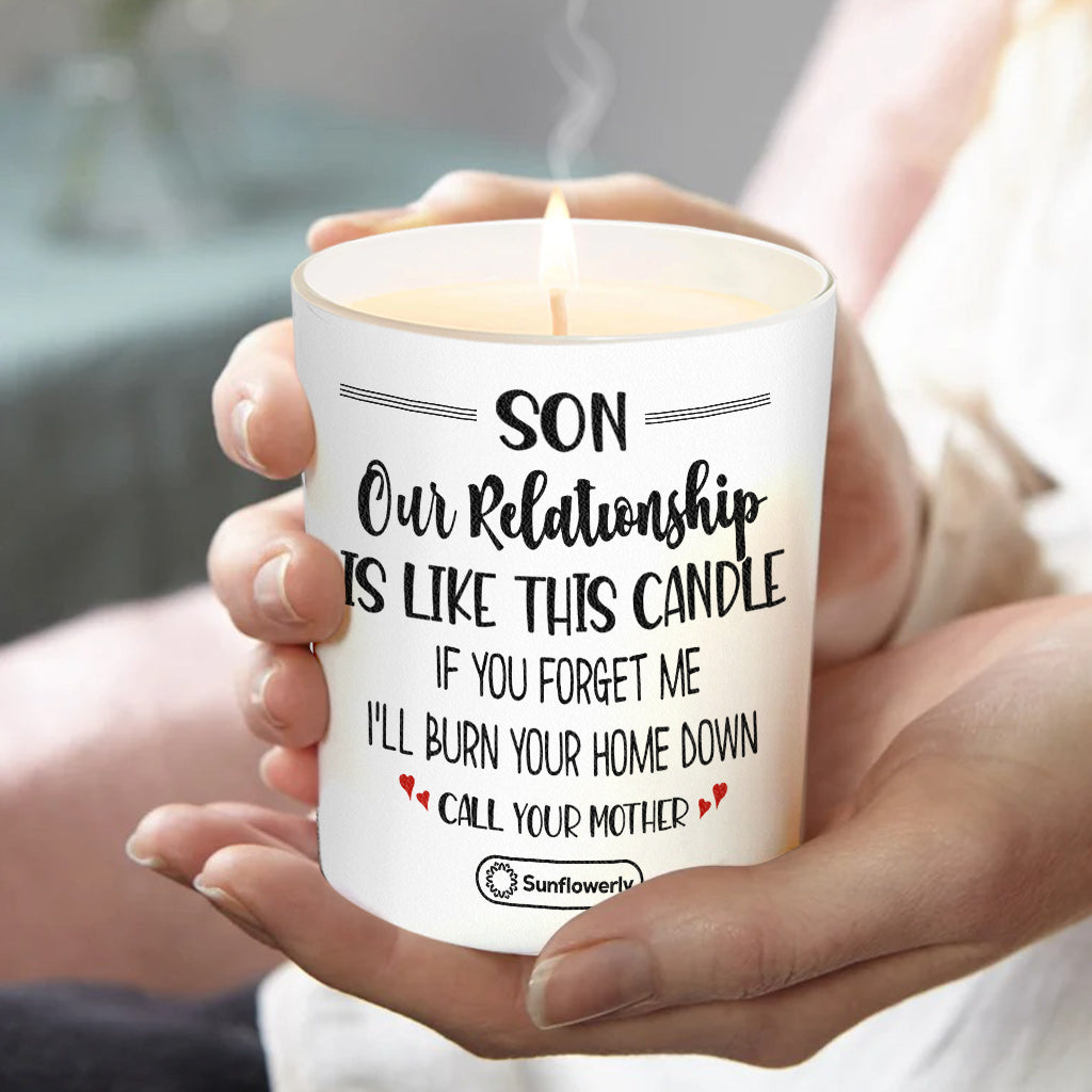 Our Relationship Is Like This - Personalized Son Candle With Wooden Lid
