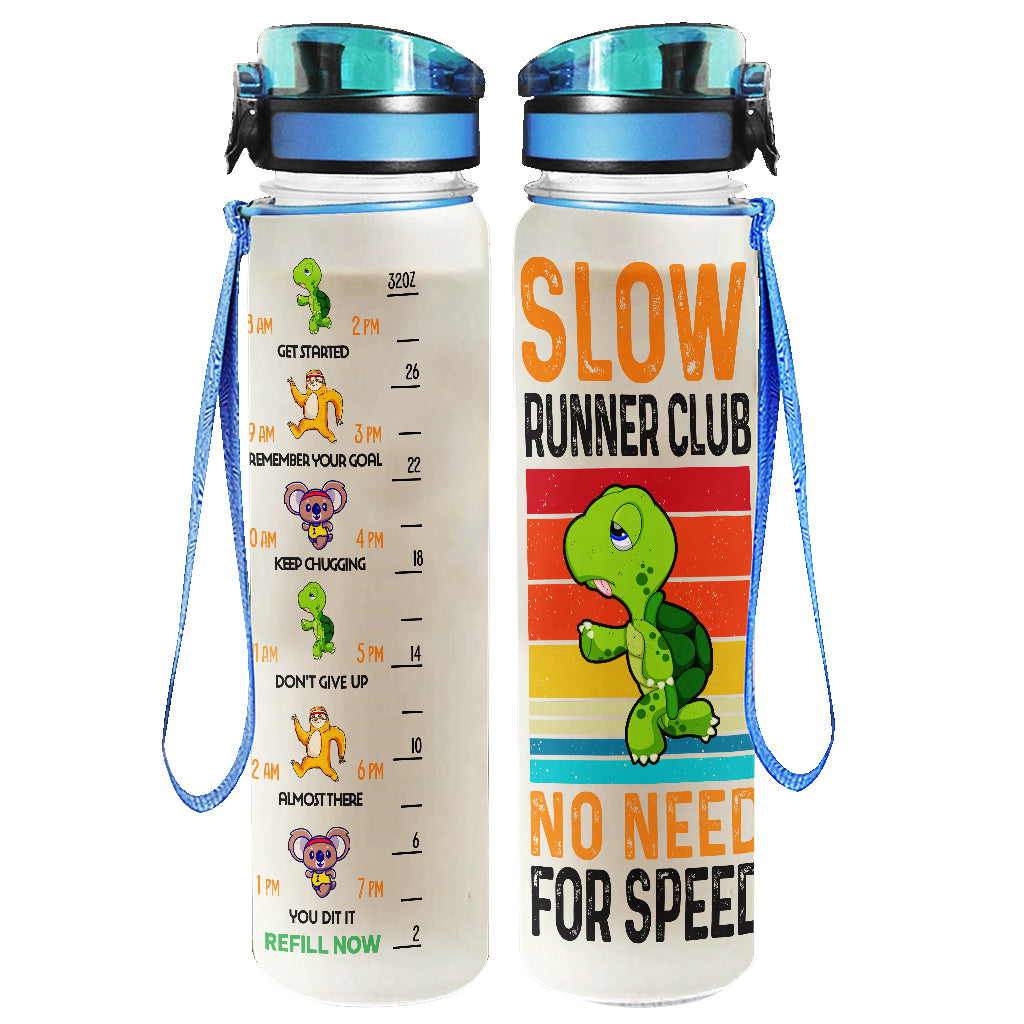 Slow Runner Club – Personalisierte Trinkflasche mit Wasserzähler