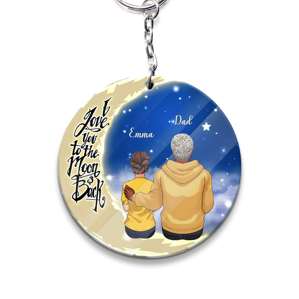 To The Moon And Back - Gift for grandma, mom, dad, grandpa - Personalized Keychain