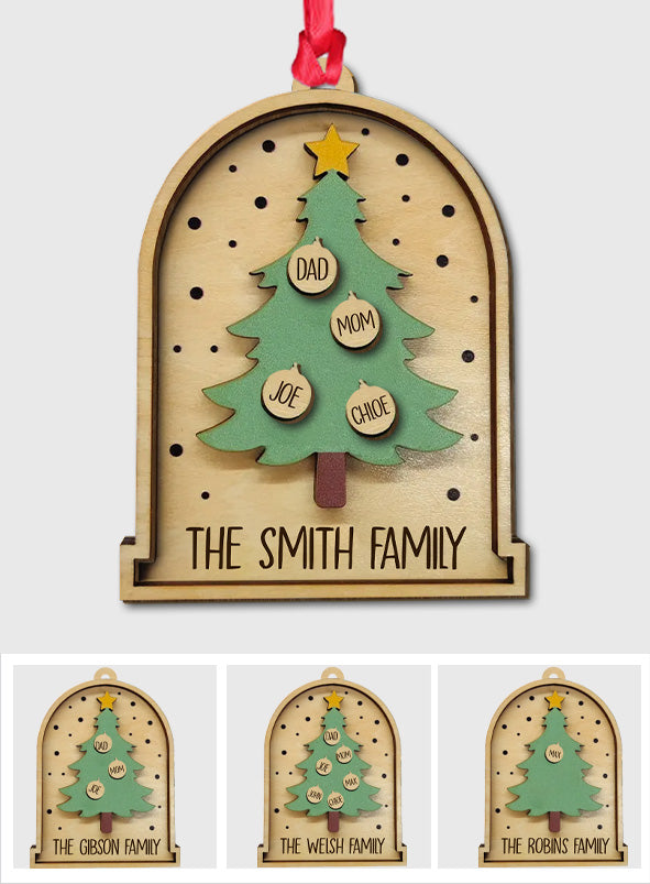 Merry Christmas - Personalized Family 2 Layered Wooden Ornament
