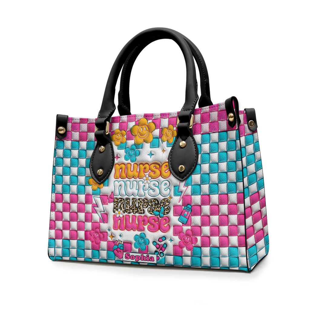 Vie d'infirmière - Cadeau pour une infirmière : maman, elle, épouse, petite amie, amie - Sac à main en cuir personnalisé