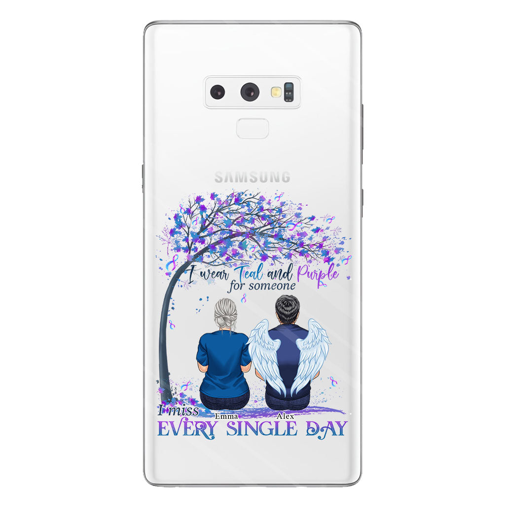 I Wear Teal And Purple - Personalized Suicide Prevention Clear Phone Case