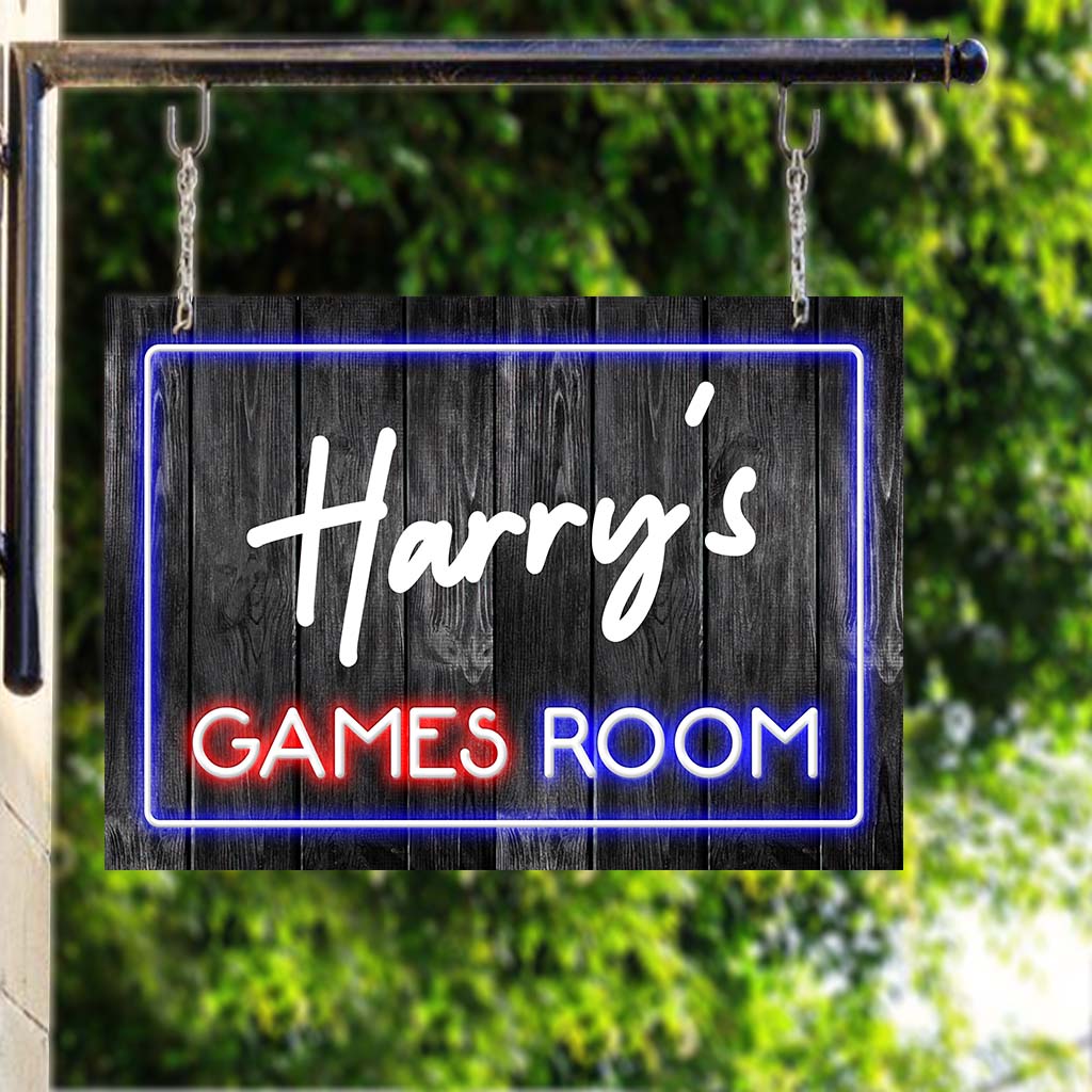Game Room - Personalized Video Game Rectangle Metal Sign