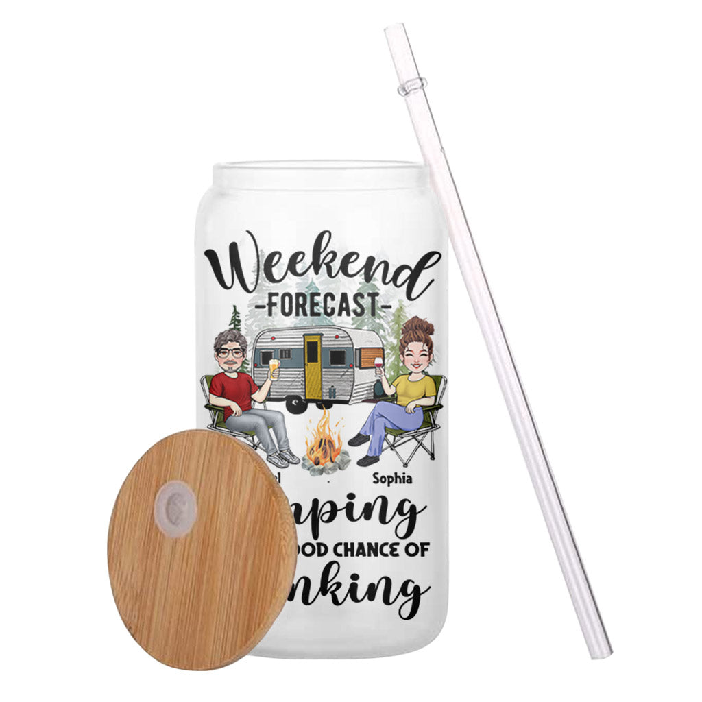 Weekend Forecast - Personalized Camping Can Glass