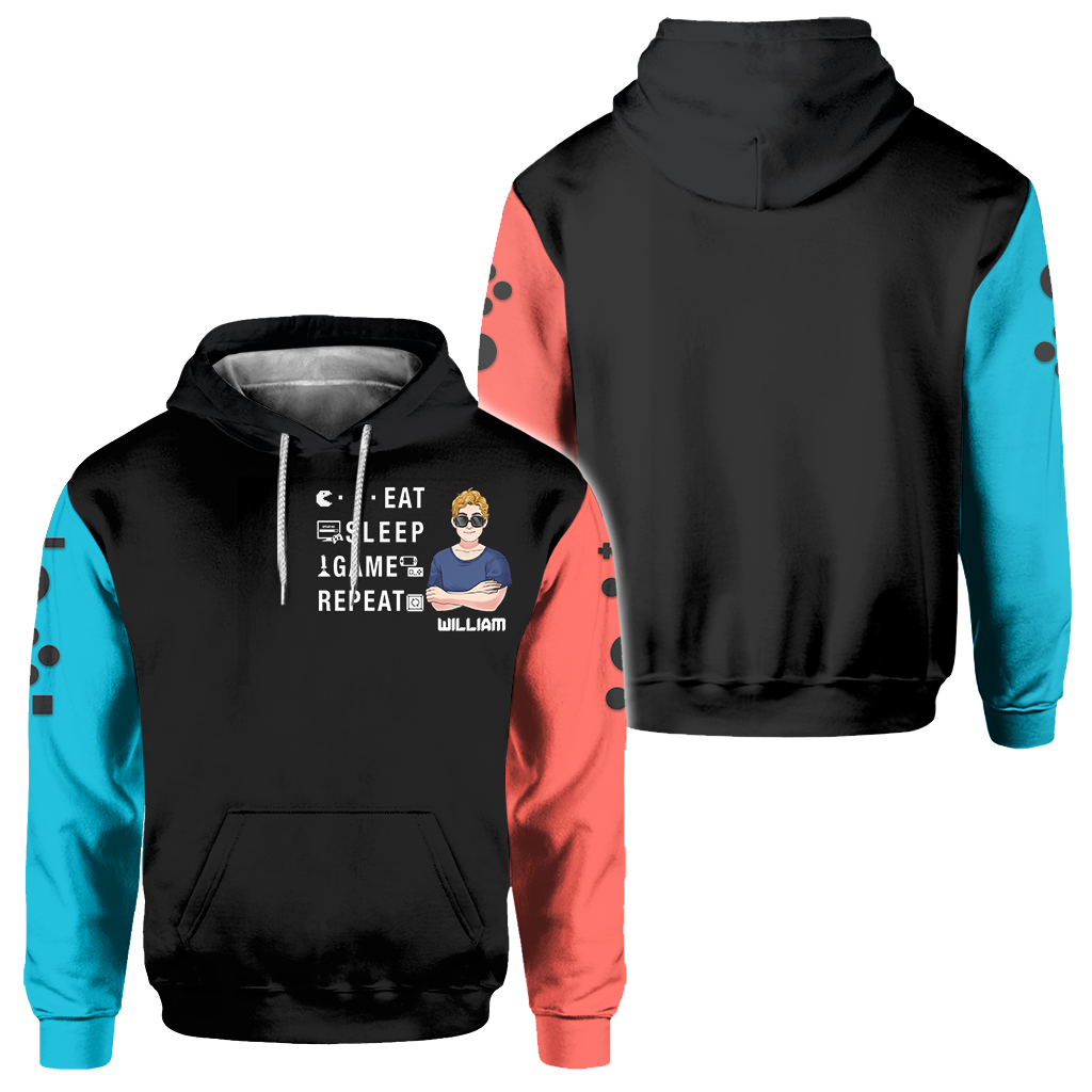 Eat Sleep Game Repeat - Personalized Video Game All Over Shirt