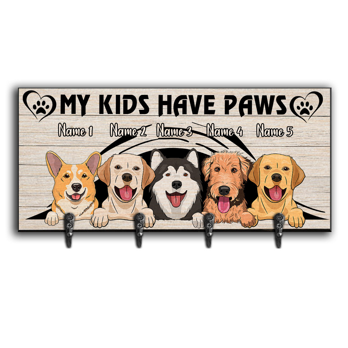 My Kids Have Paws - Personalized Dog Key Rack