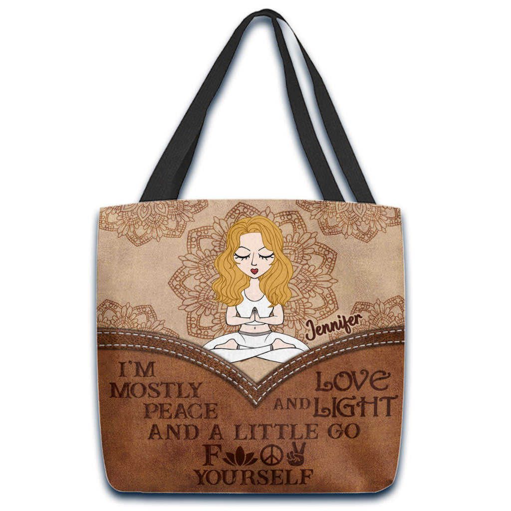I'm Mostly Peace - Personalized Yoga Tote Bag