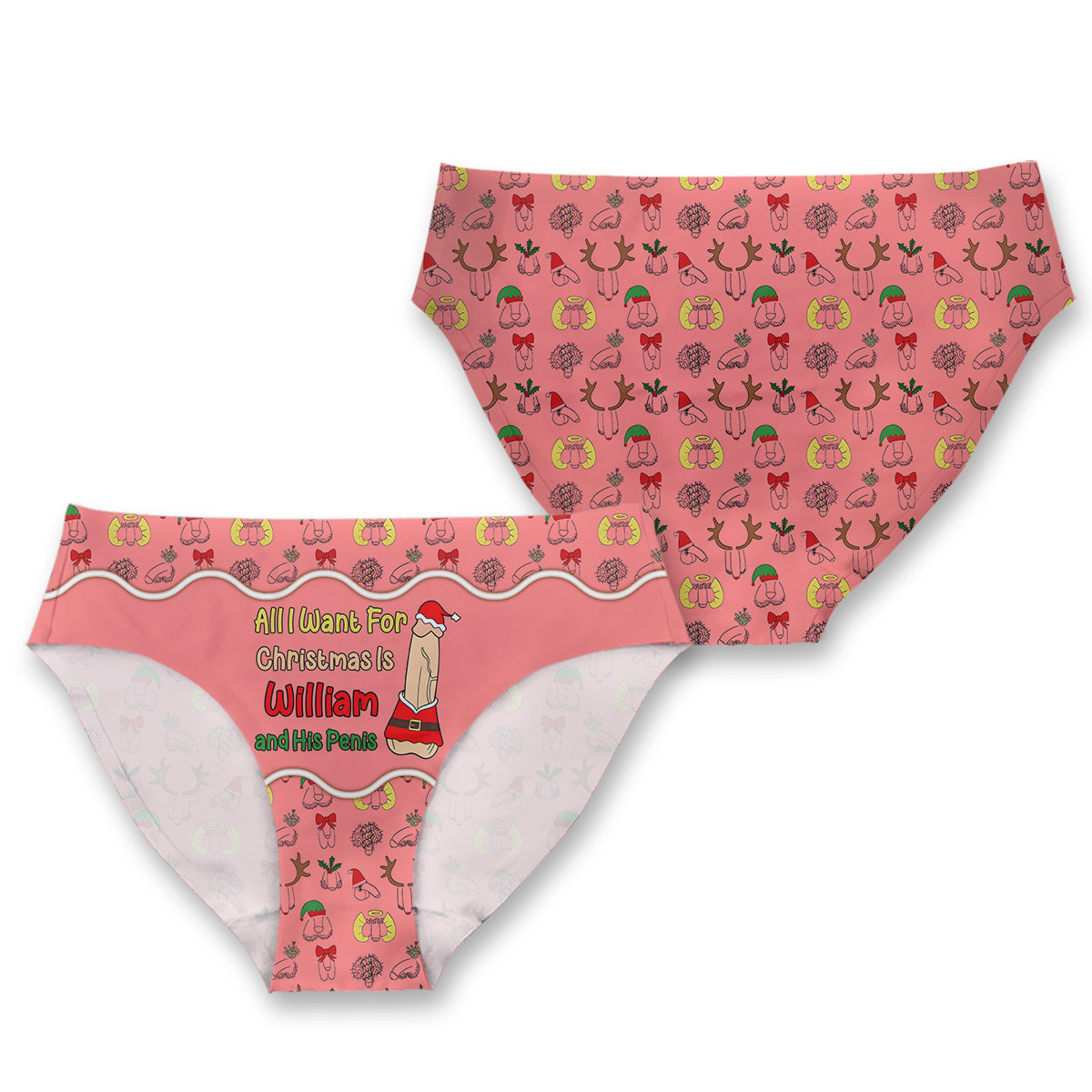 All I Want For Christmas - Personalized Couple Women Briefs