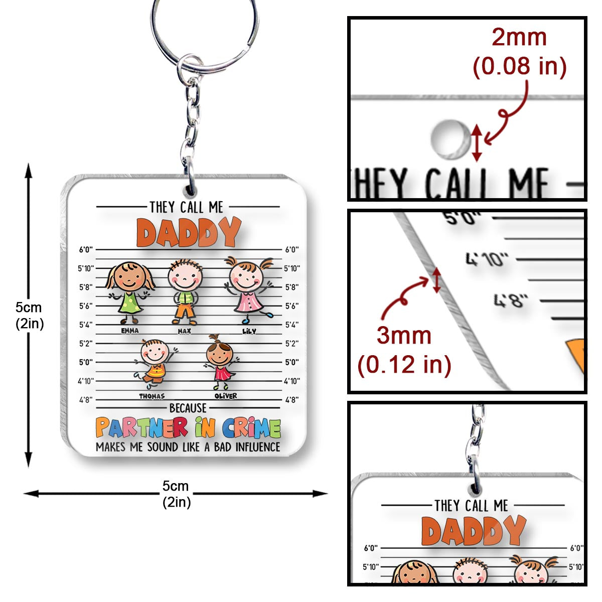 Partner In Crime - Gift for grandpa, grandma, mom, dad, uncle, aunt, brother, sister - Personalized Keychain