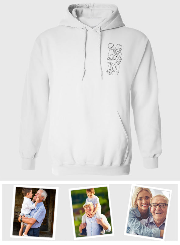 Custom Line Art - Personalized Grandpa Embroidered Hoodie