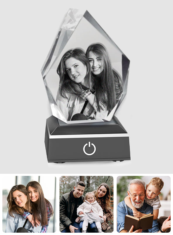 Custom Photo - Personalized Bestie Laser Engraving 3D Iceberg Shaped Crystal Lamp