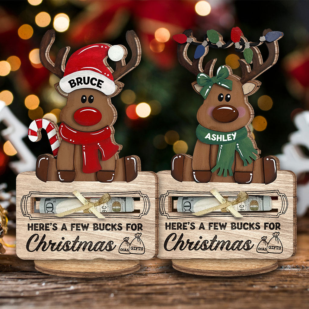 Here's A Few Bucks For Christmas - Personalized Family Freestanding Wood Plaque