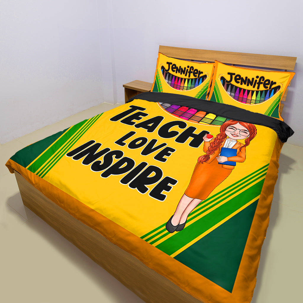 Teach Love Inspire - Personalized Teacher Bedding Set