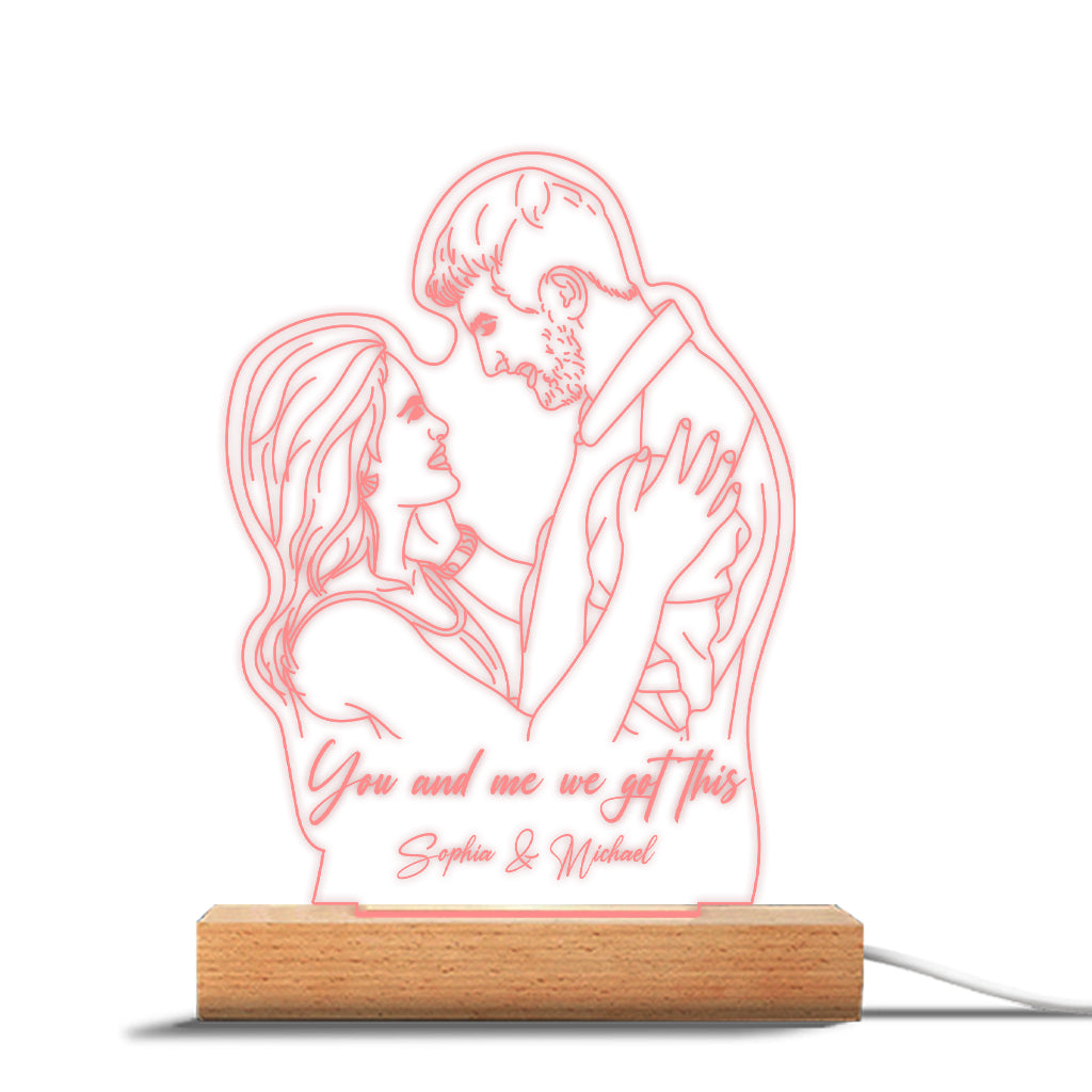 Line Drawing Couple - Personalized Couple Shaped Plaque Light Base