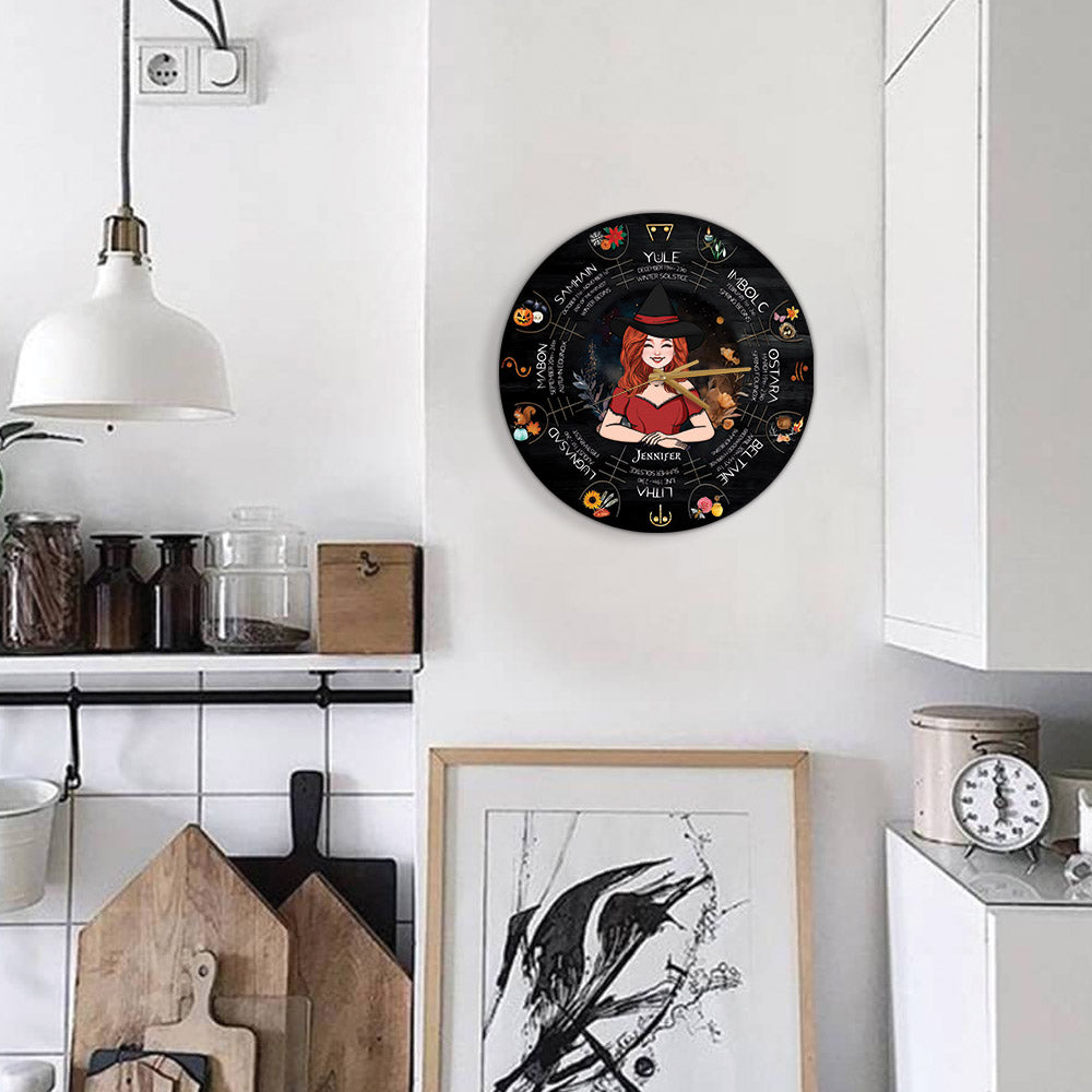 Wheel Of The Year - Personalized Witch Wall Clock
