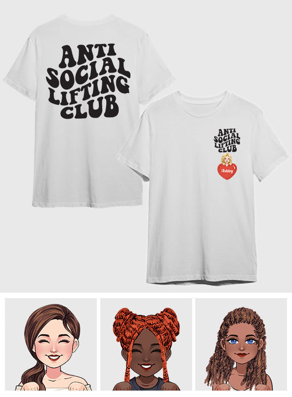 Anti Social Lifting Club – Personalisiertes Fitness-T-Shirt und Hoodie
