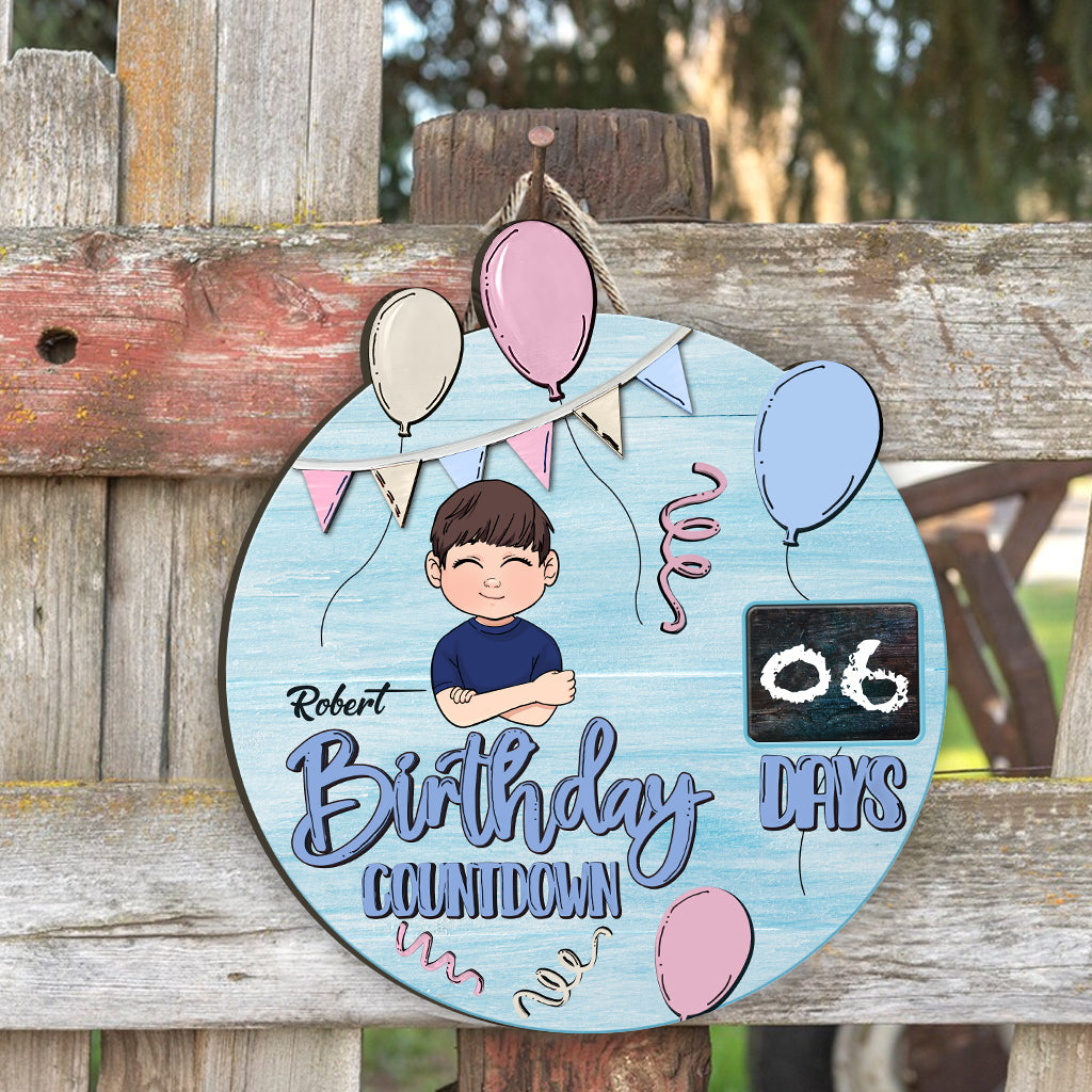 Birthday Countdown - Personalized Family Wood Sign