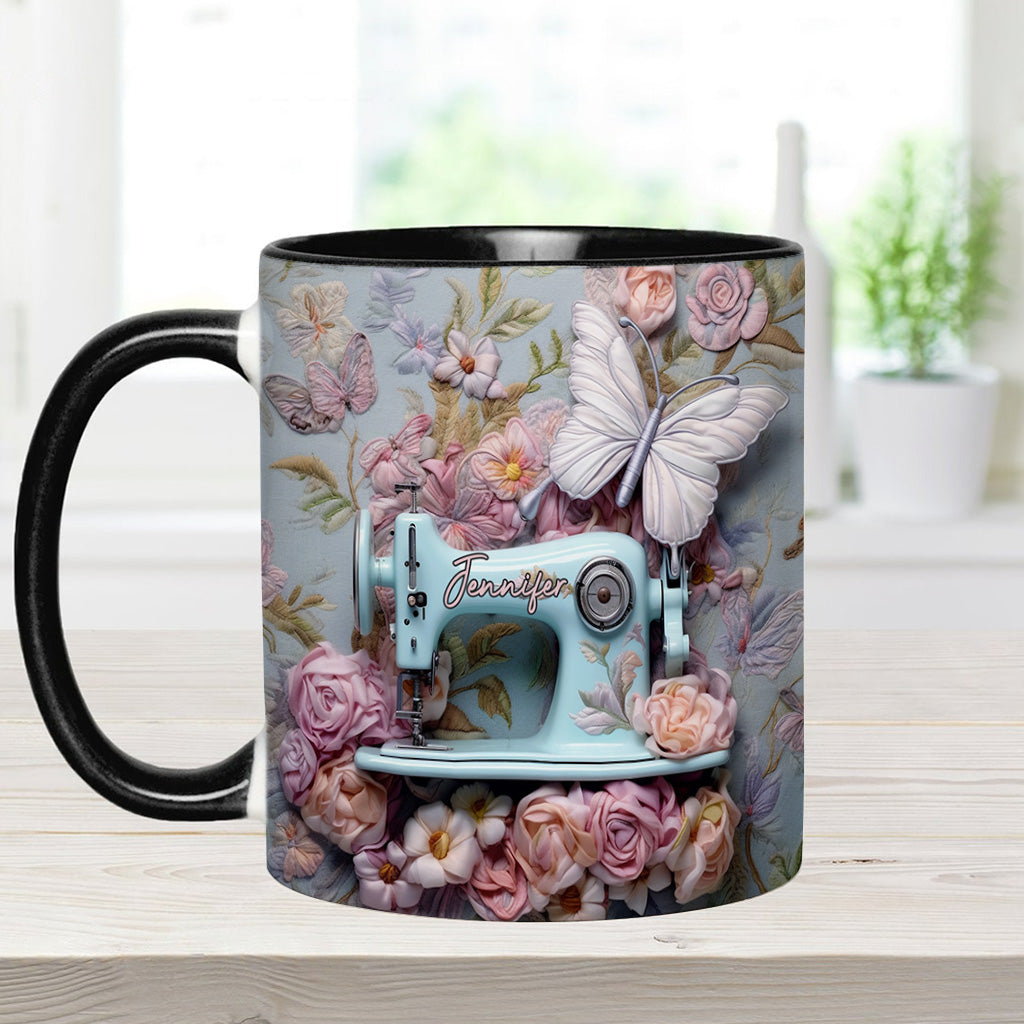 Floral Sewing Machine - Personalized Sewing Accent Mug