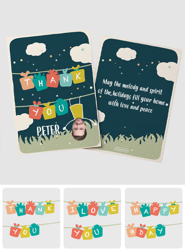 Thank You / I Love You - Photo Upload Hanging Man - Personalized Greeting Card