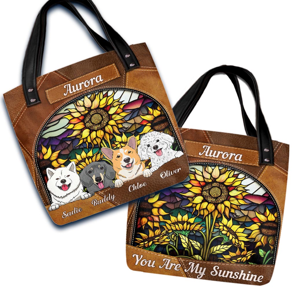 You Are My Sunshine Sunflower Stained Glass - Personalized Dog Tote Bag