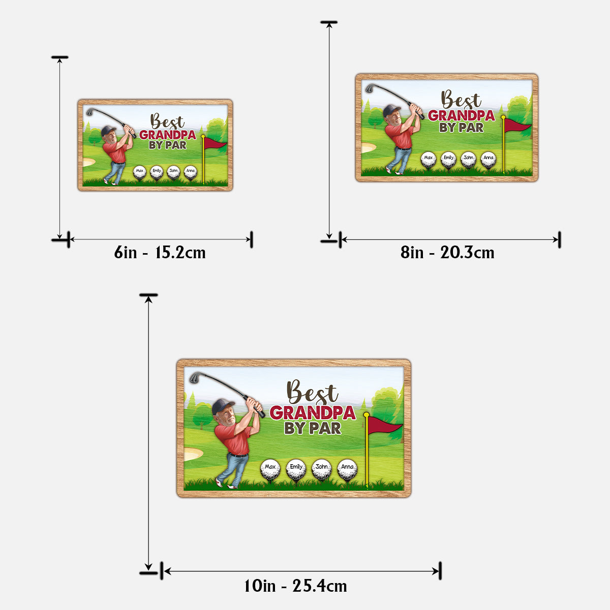 Best Grandpa By Par - Personalized Golf 2 Layered Wood Sign / Wood Plaque