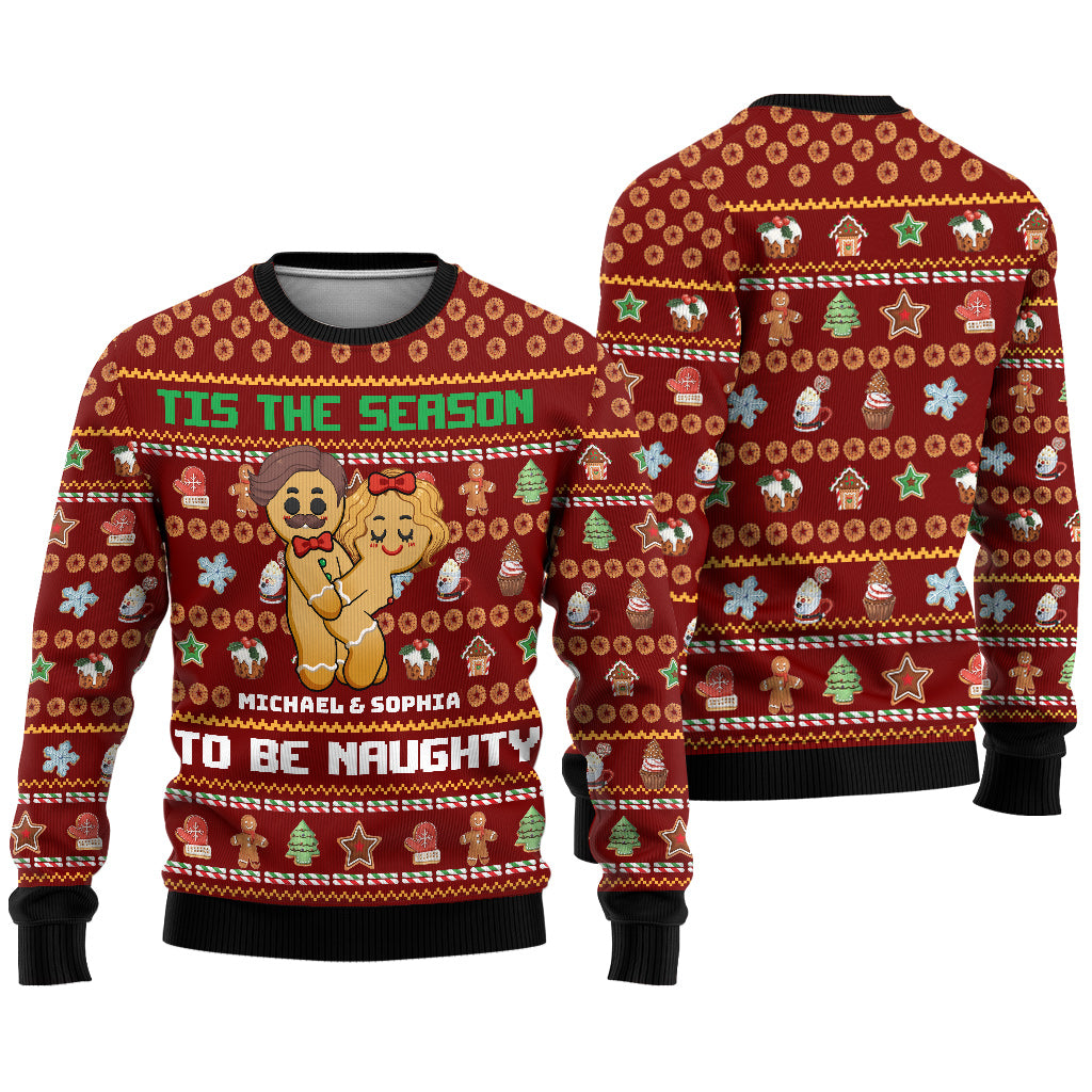 Tis The Season To Be Naughty - Personalized Couple Ugly Sweater