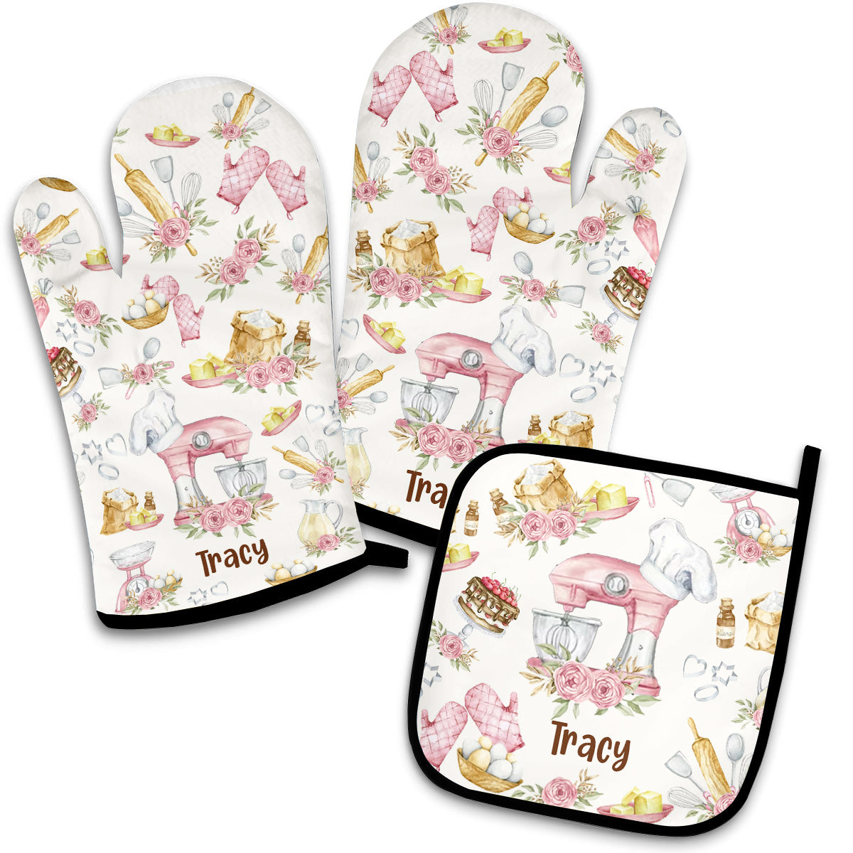 Baking Is My Therapy - Personalized Baking Oven Mitts & Pot Holder Set